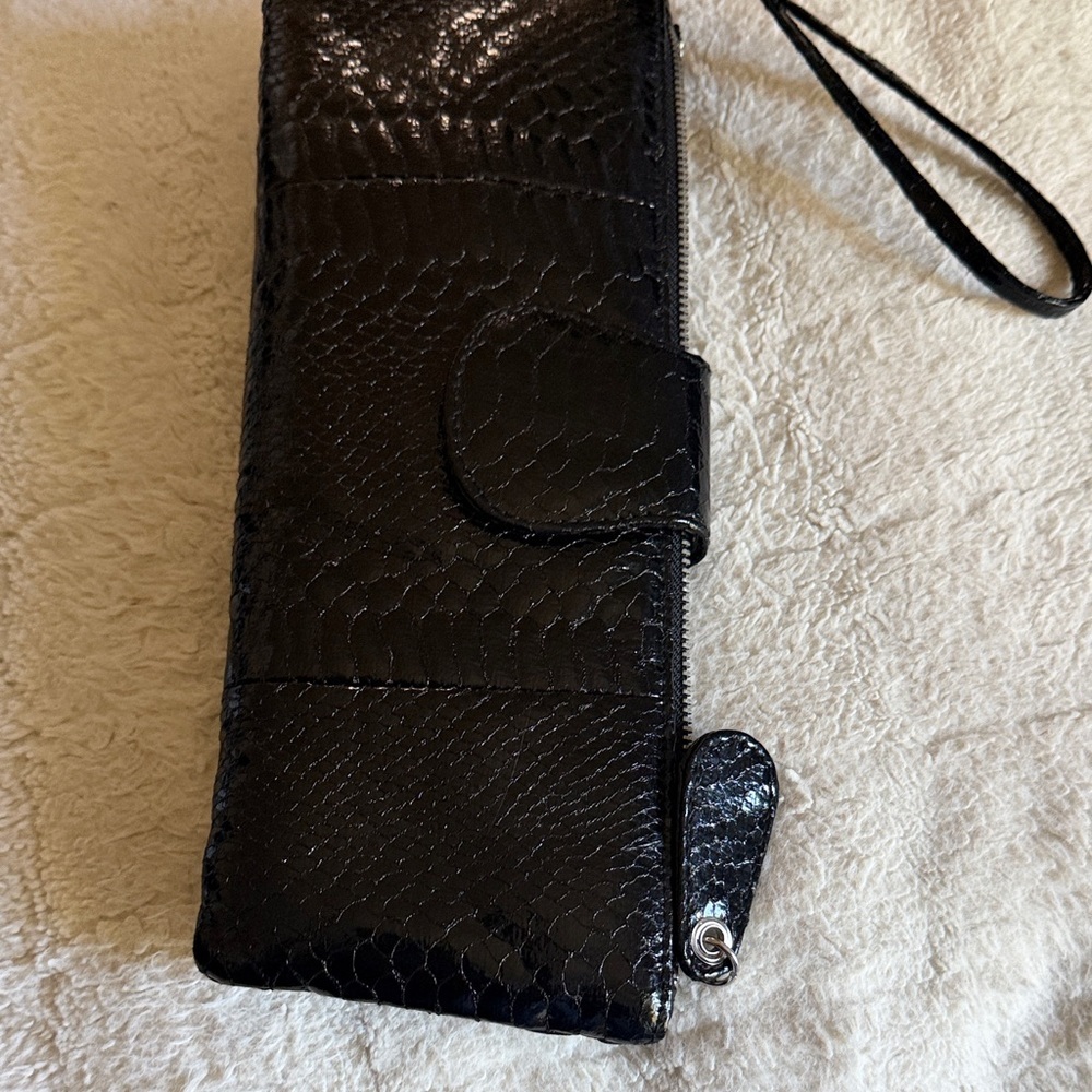 Black Textured Clutch Wallet